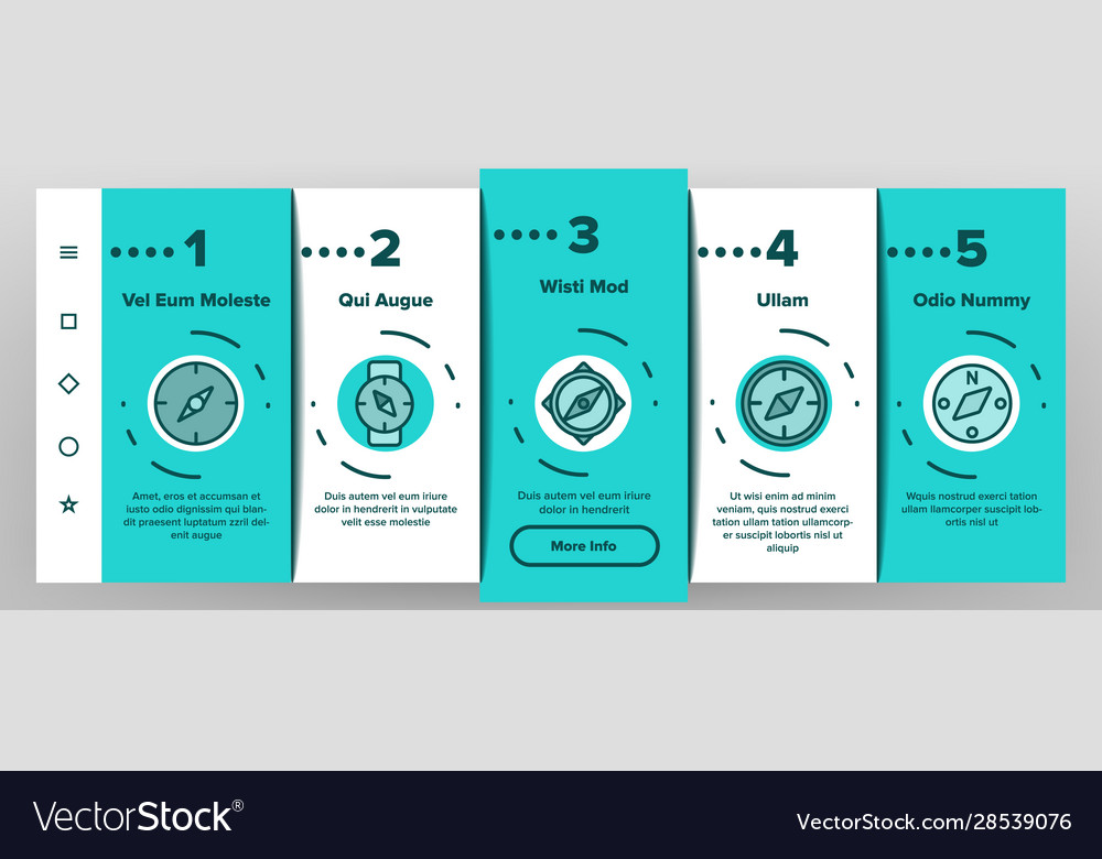 Compass navigation onboarding icons set
