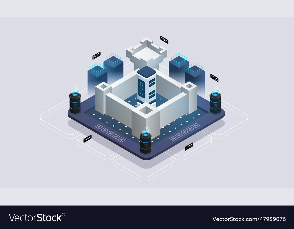 Concept of data network management isometric map