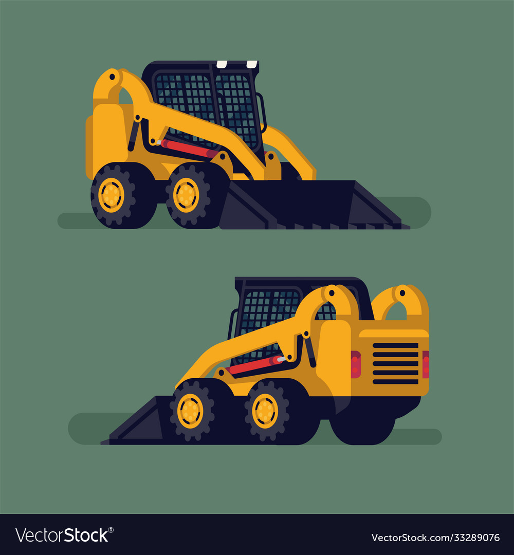 Cool flat design skid steer loader heavy Vector Image