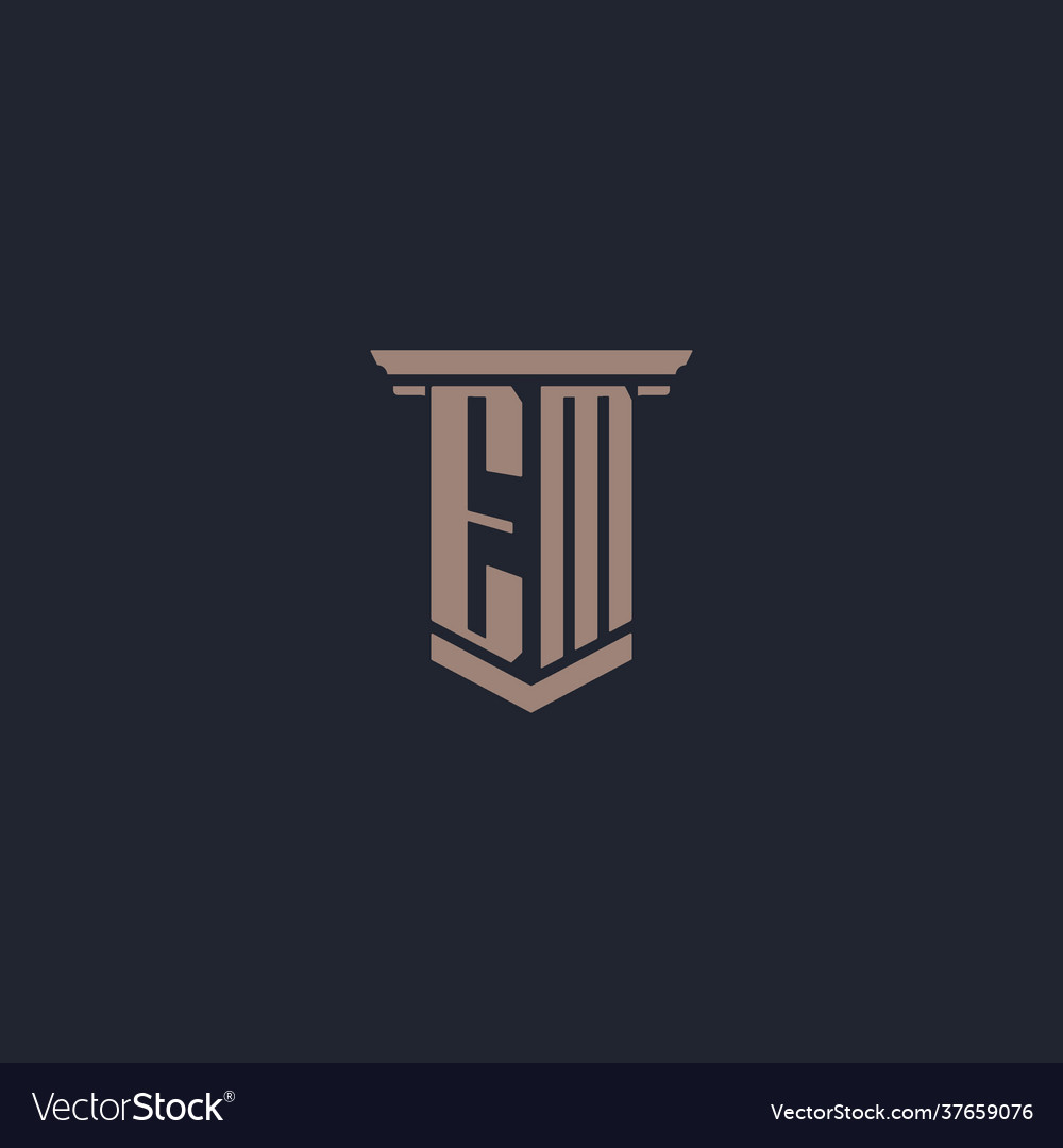 Em initial monogram logo with pillar style design Vector Image Em initial monogram logo with pillar style design