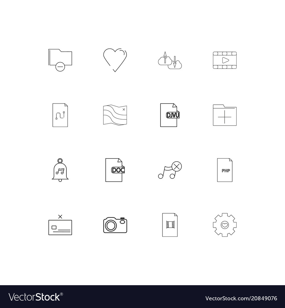 Files and folders sign linear thin icons set