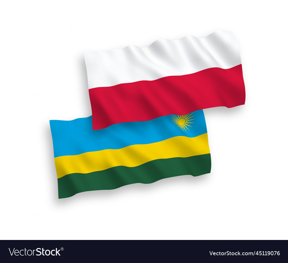 Flags of republic rwanda and poland on a white vector image Flags of republic rwanda and poland on a white