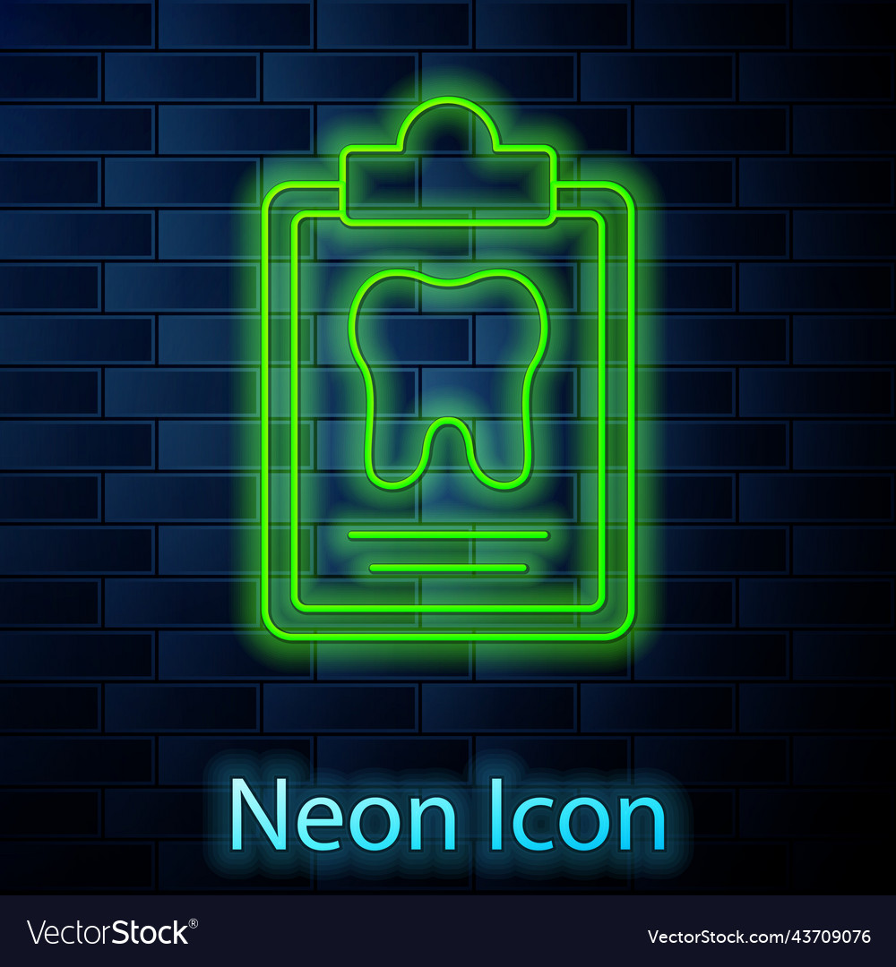 Glowing neon line clipboard with dental card