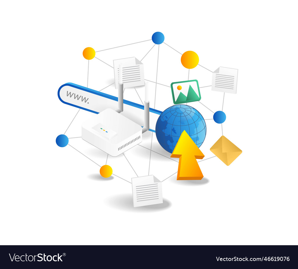 Internet connection concept isometric 3d network