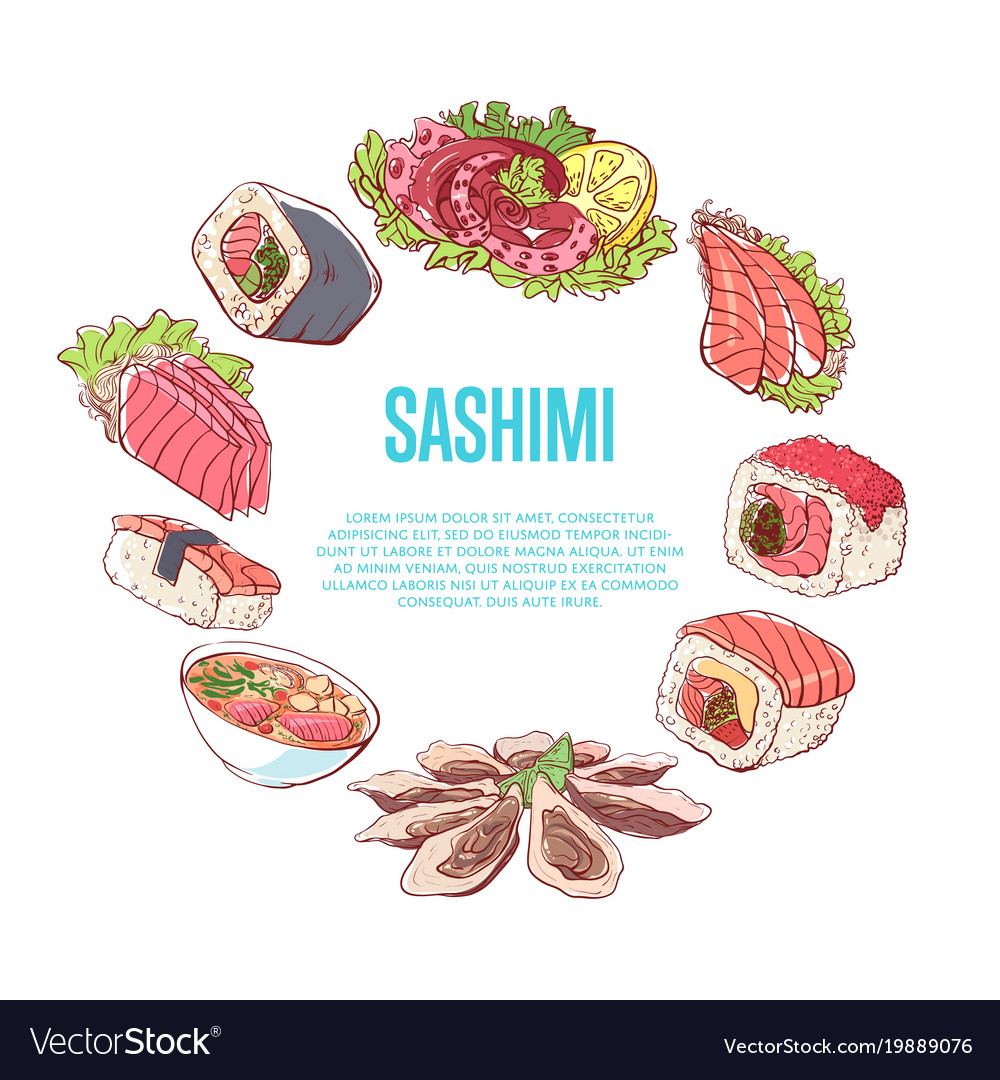 Japanese cuisine poster with asian dishes