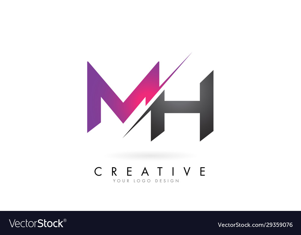 Mh m h letter logo with color block design Vector Image