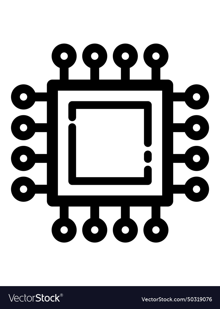 Microchip flat icon isolated on white background Vector Image Microchip flat icon isolated on white background