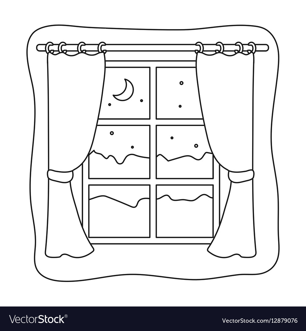Night out the window icon in outline style Vector Image