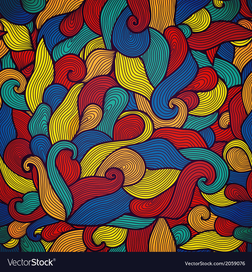Seamless abstract hand-drawn pattern waves