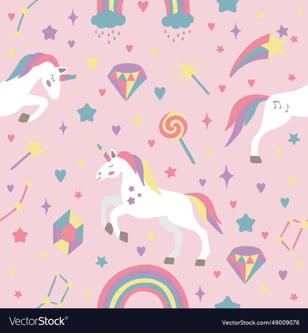 Seamless pattern with cute unicorns Vector Image Seamless pattern with cute unicorns