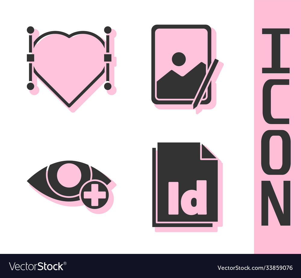 Set id file document heart with bezier curve red