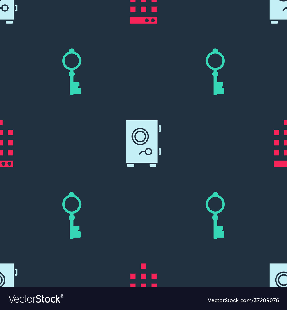 Set password protection safe and old key vector image Set password protection safe and old key