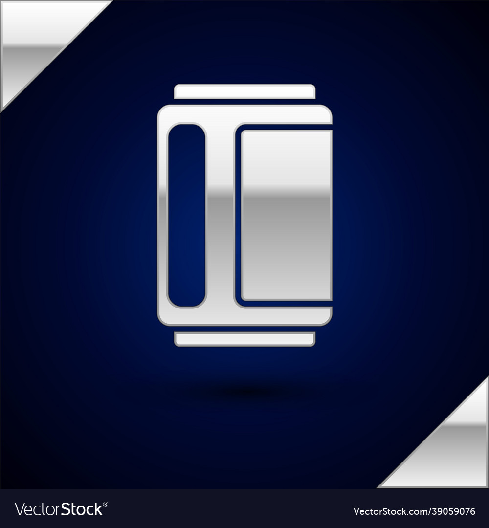 Silver beer can icon isolated on dark blue