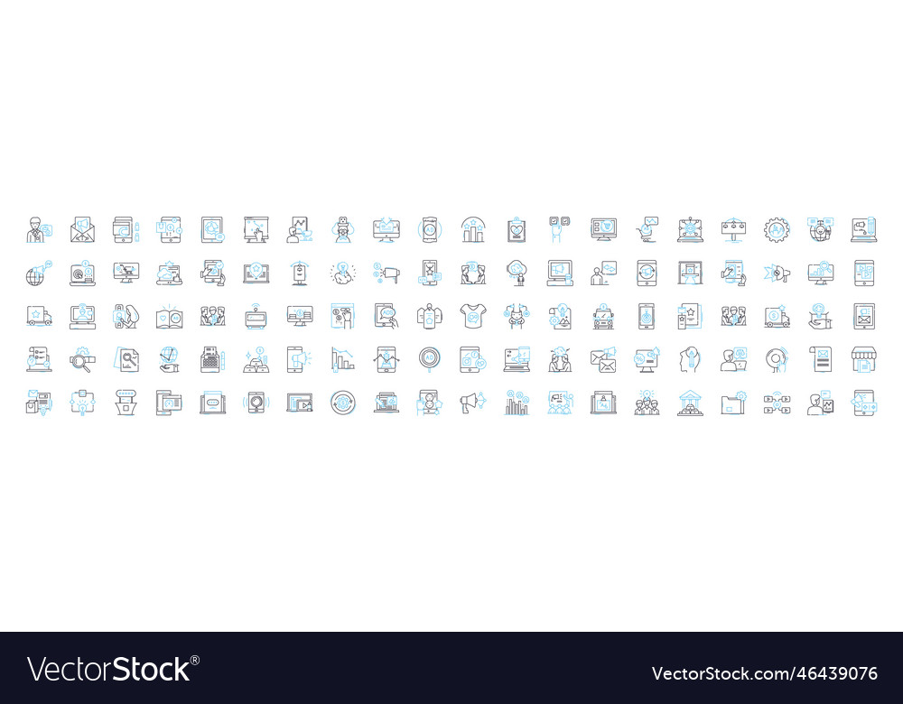 Startup accelerators line icons set
