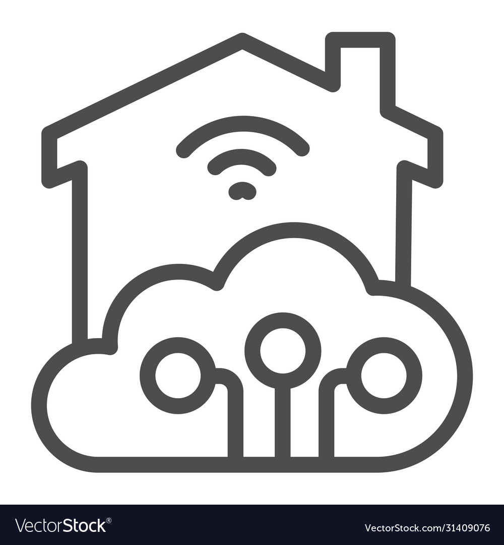 Wifi house and cloud with connection line icon vector image Wifi house and cloud with connection line icon