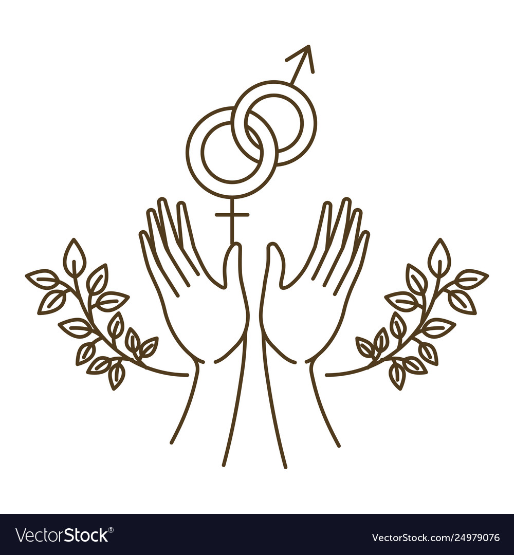 Women and men symbol with hands avatar character