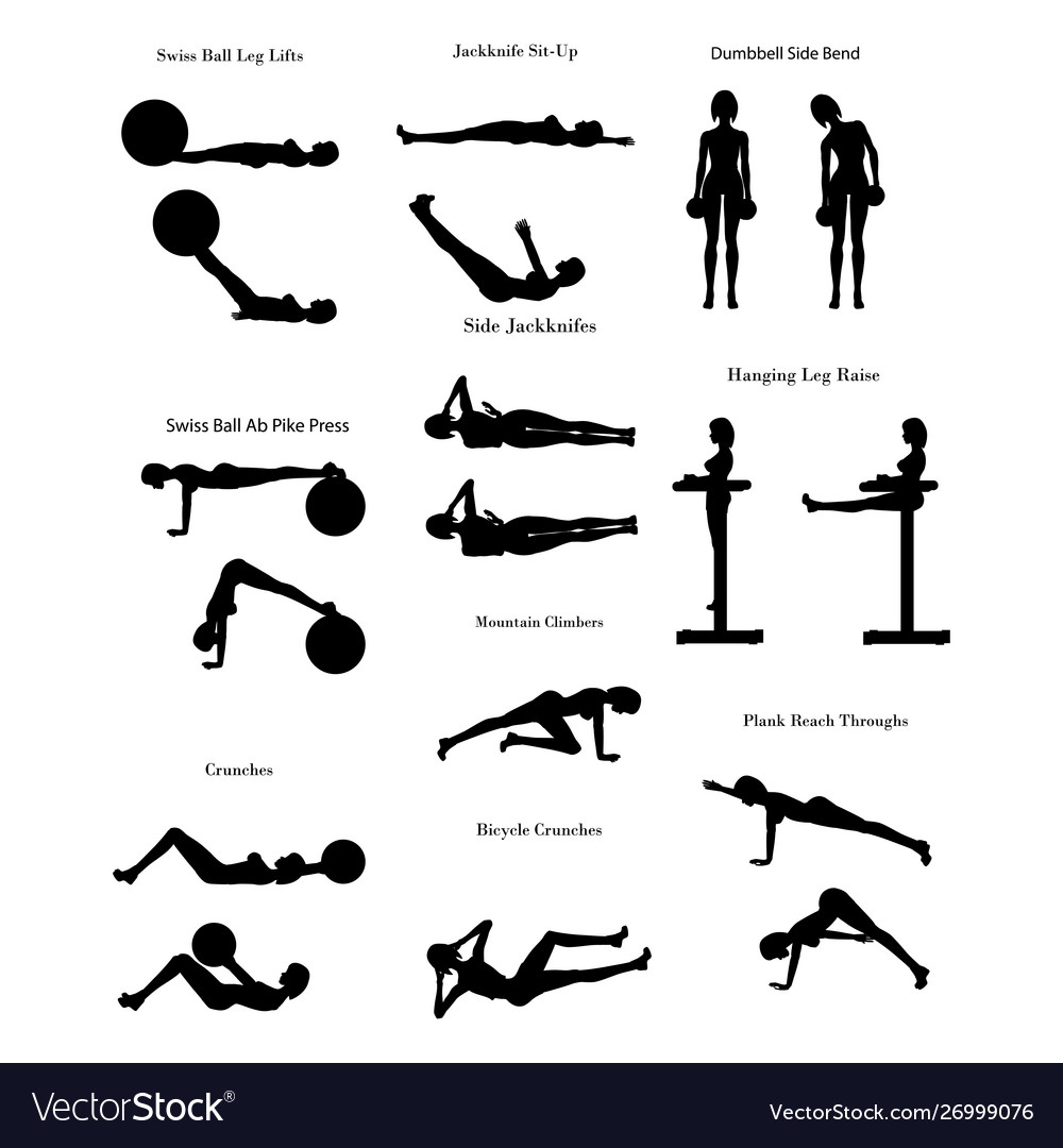 Workout exercise silhouette Royalty Free Vector Image