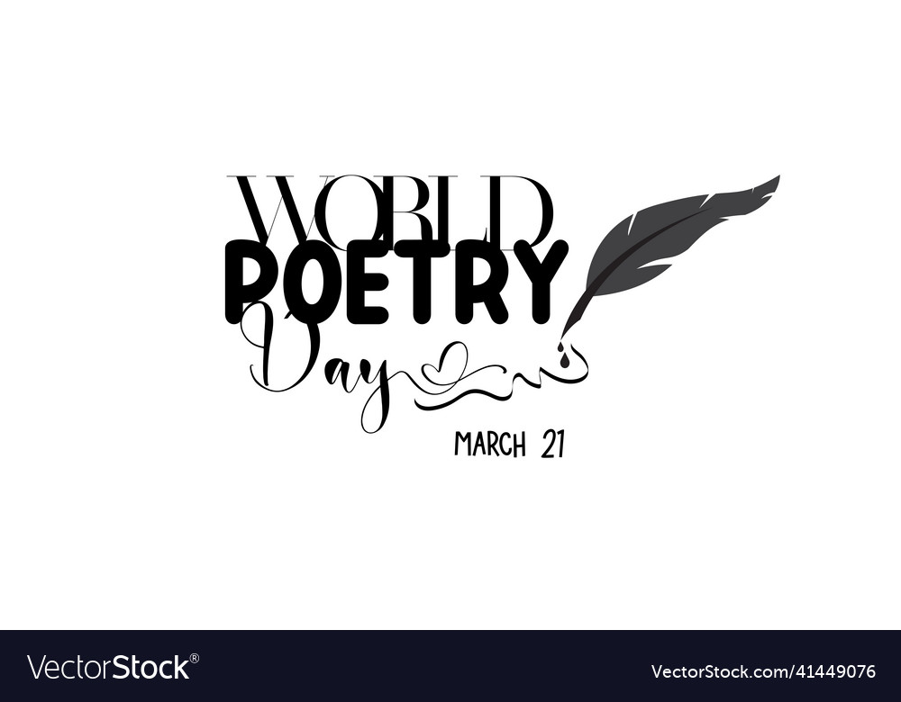 World poetry day literature brush calligraphy Vector Image