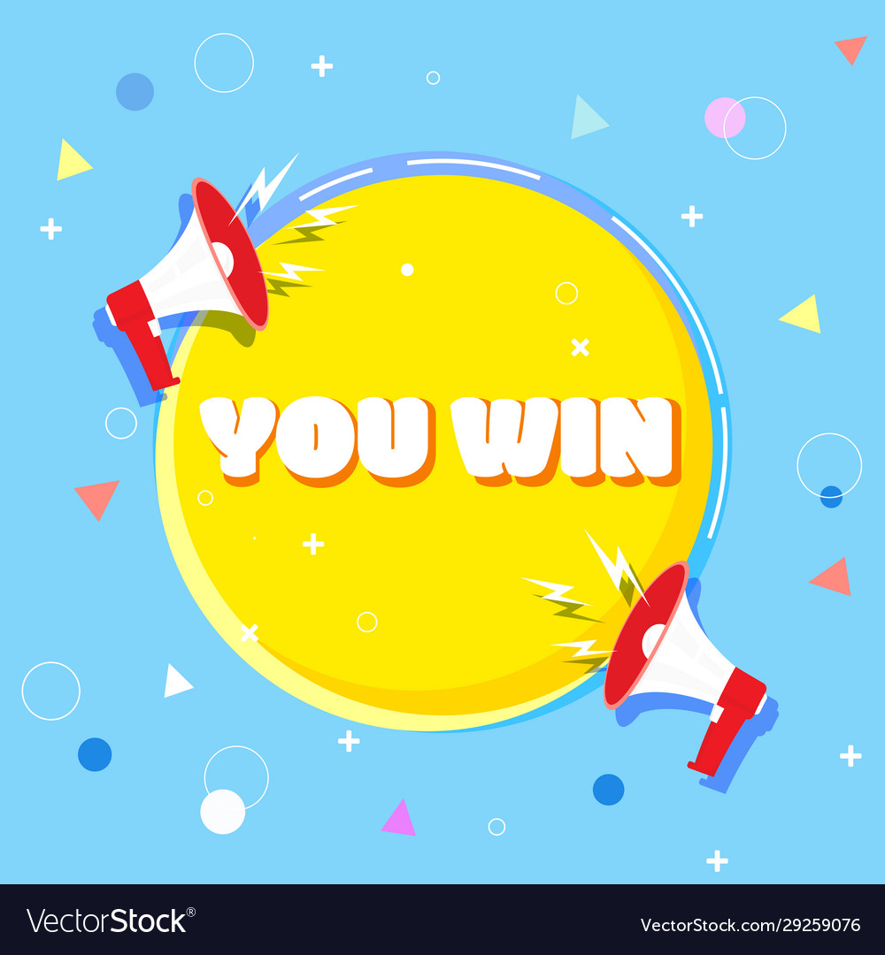 You win word concept with megaphone and 3d style Vector Image