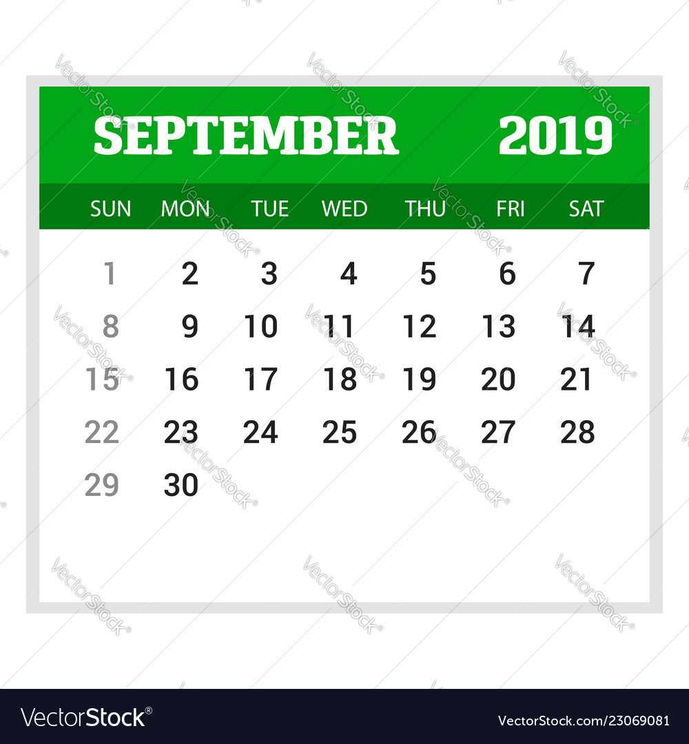 2019 happy new year september calendar template