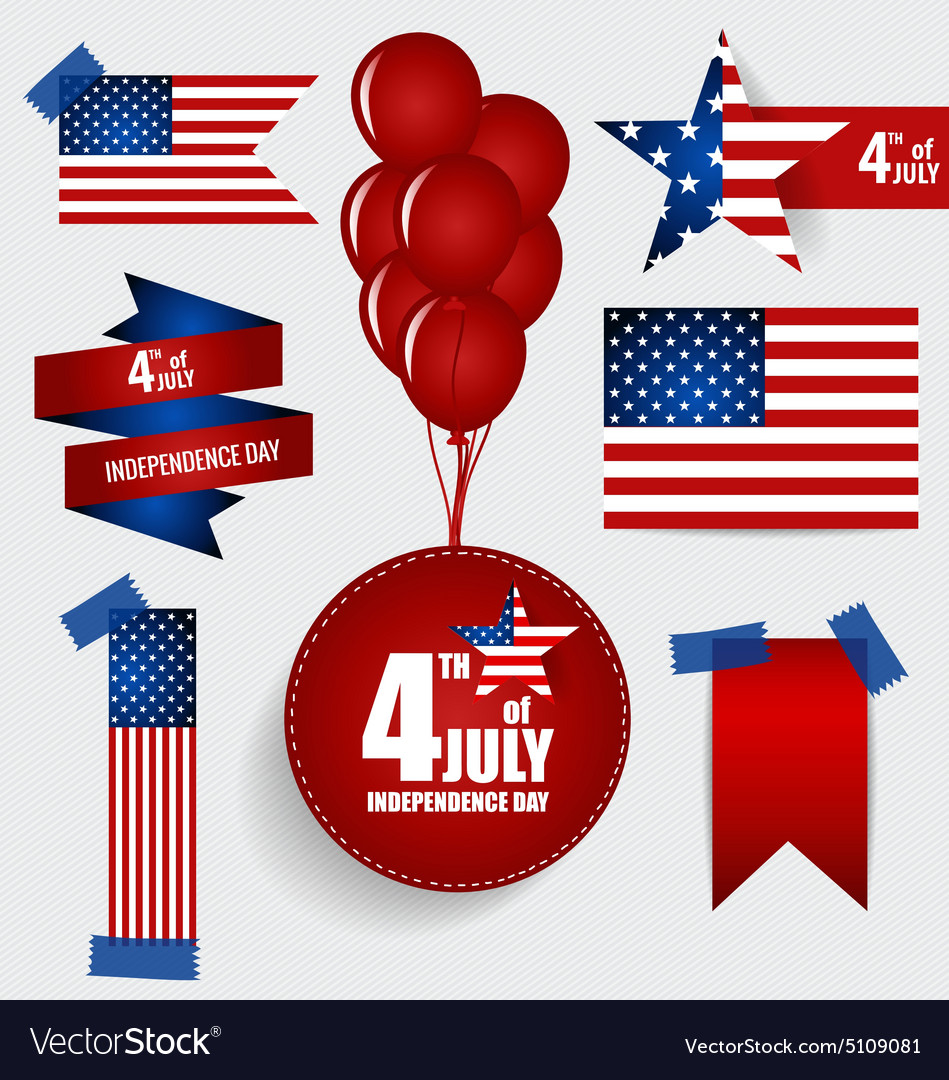 Collection of american flags for independence day Vector Image