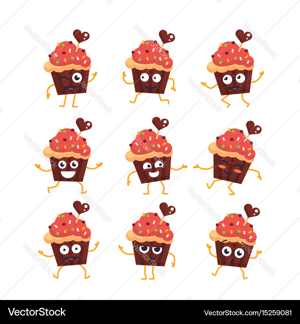 Cupcake set of mascot Royalty Free Vector Image