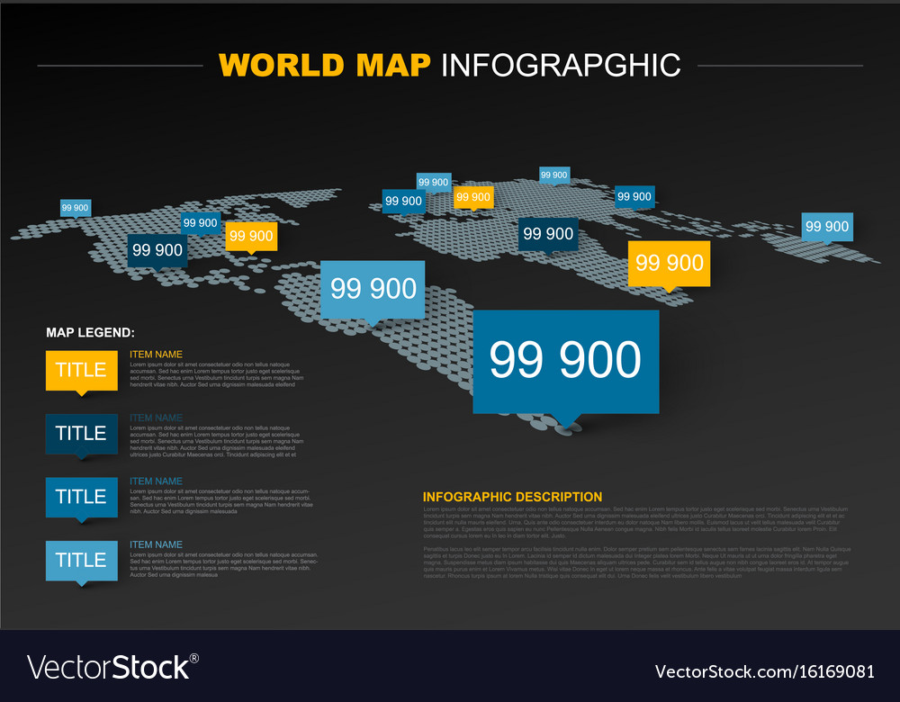 Dunkel Weltkarte Infografik Vorlage