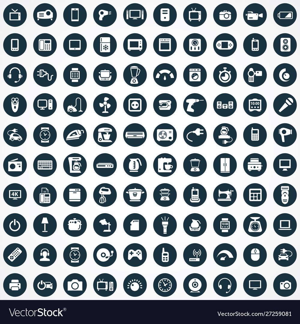 Electronics 100 icons universal set for web and ui