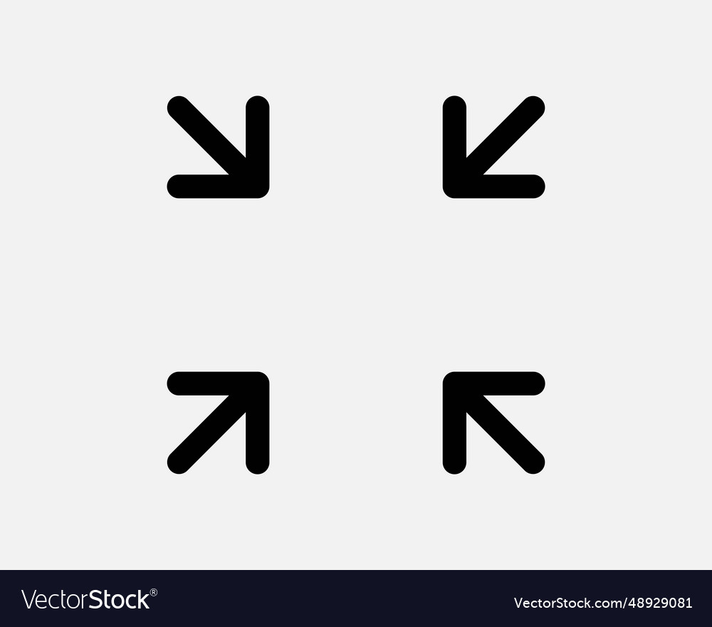 Four arrows point in icon 4 arrow pointer zoom out vector image Four arrows point in icon 4 arrow pointer zoom out