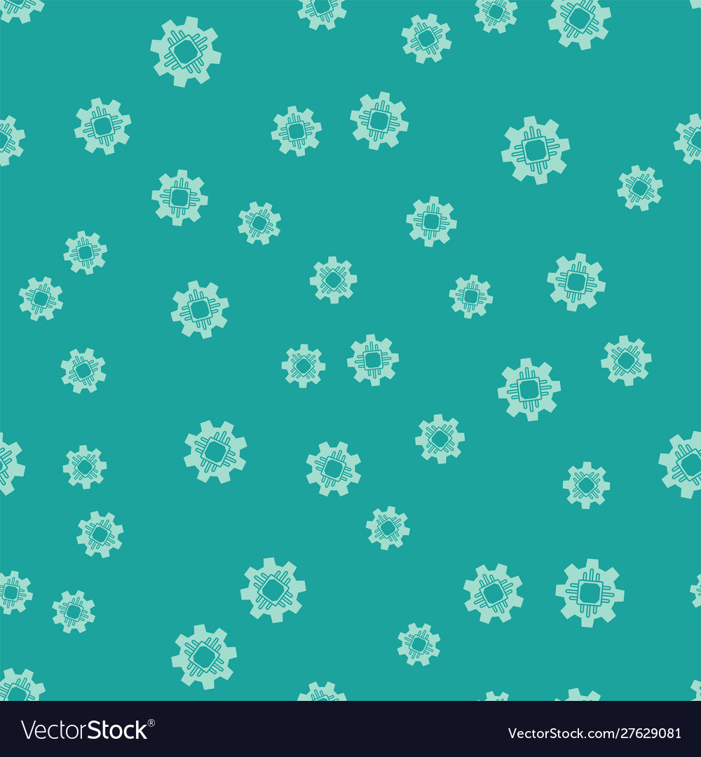 Green processor icon isolated seamless pattern