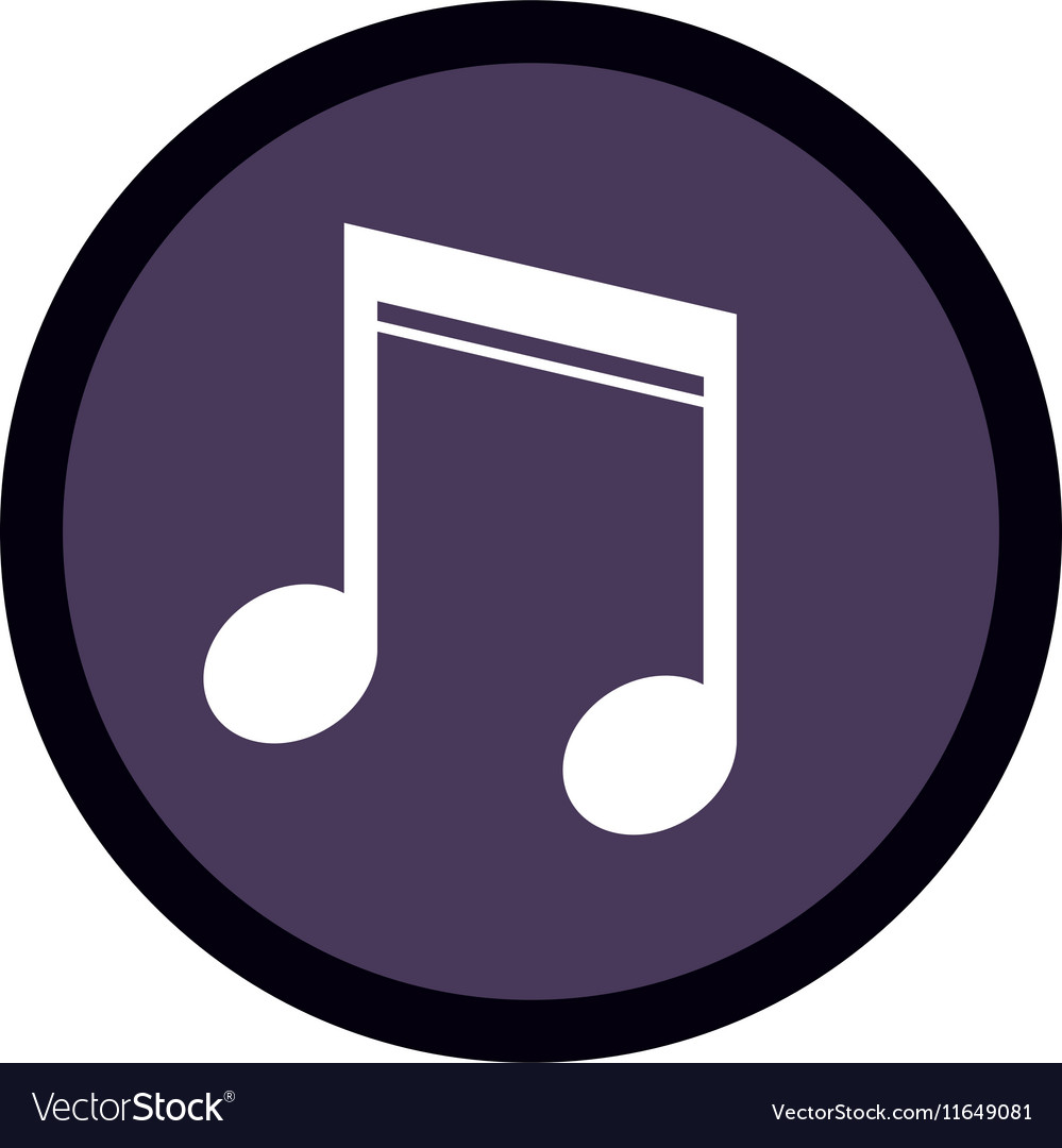 Isolated music note inside button design