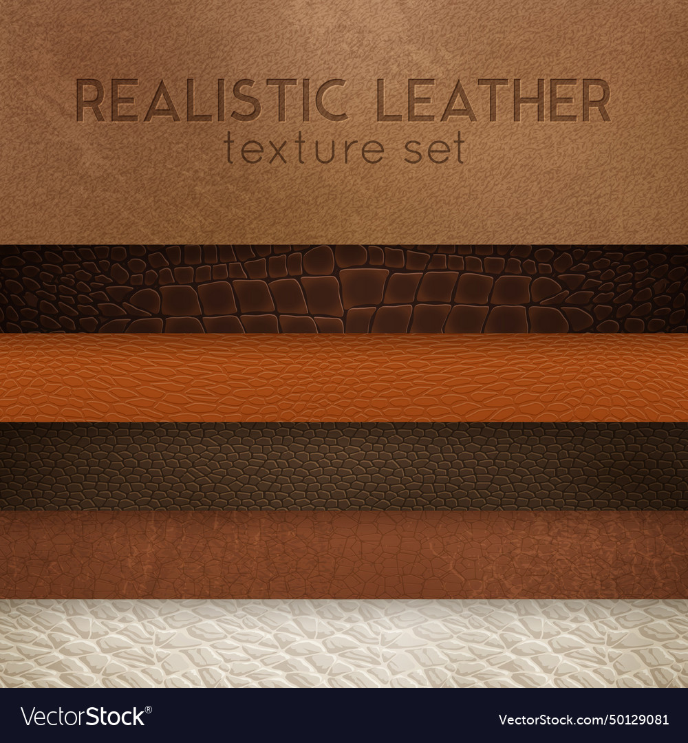 Leather texture realistic samples set