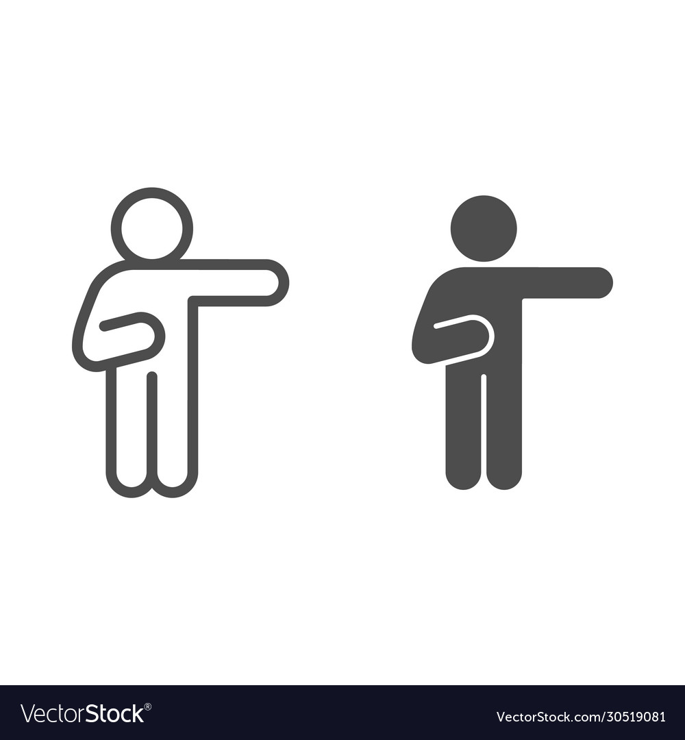 Man pointing with right arm line and solid icon