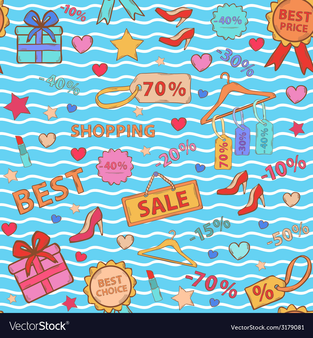 Pattern on shopping themed design with different