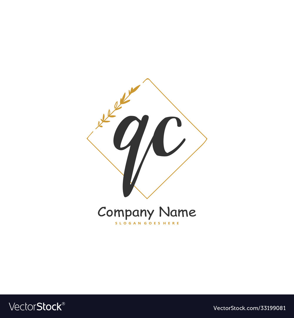 Q c qc initial handwriting and signature logo vector image Q c qc initial handwriting and signature logo