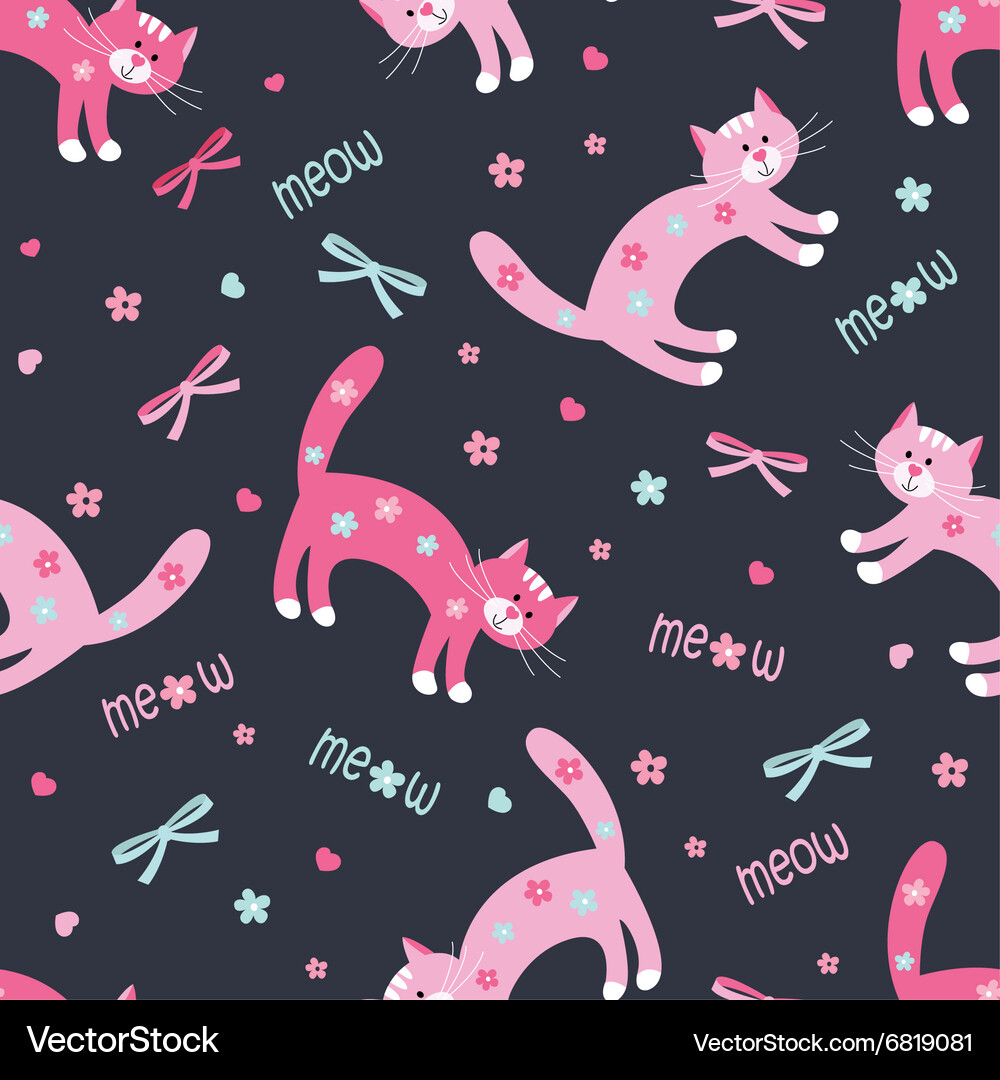 Seamless pattern with cute cats Royalty Free Vector Image