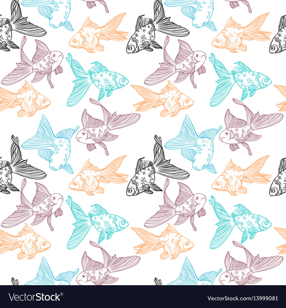 Seamless pattern with image of a fishes vector image Seamless pattern with image of a fishes