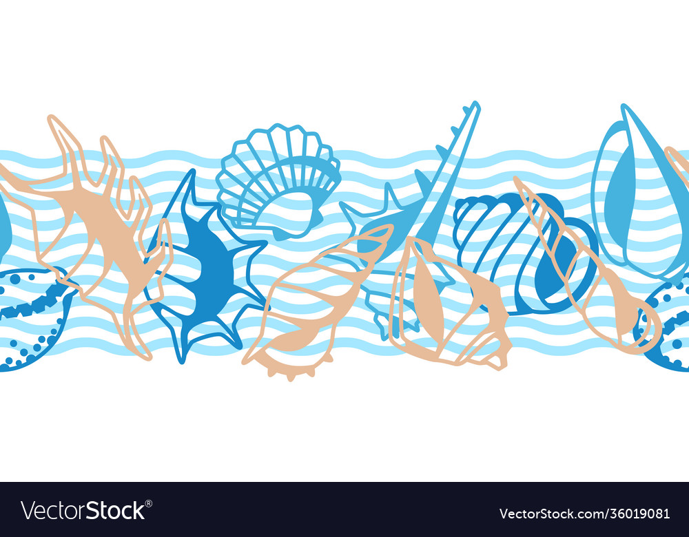 Seamless pattern with seashells vector image Seamless pattern with seashells