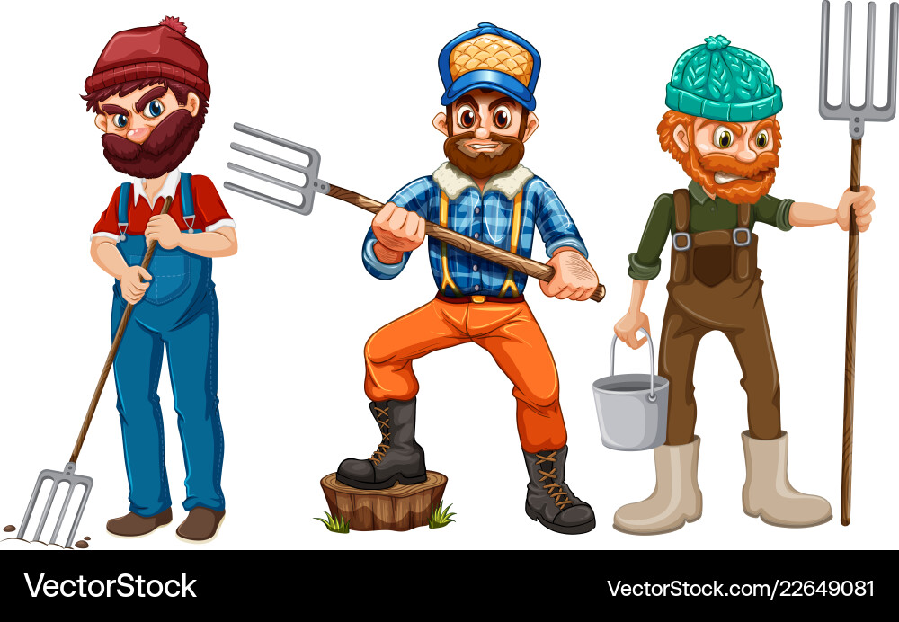 Set farmer character Royalty Free Vector Image