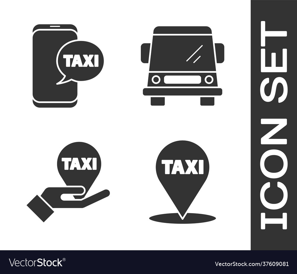 Set map pointer with taxi call telephone vector image Set map pointer with taxi call telephone