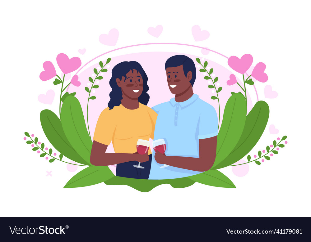 Smiling couple on date 2d isolated vector image Smiling couple on date 2d isolated