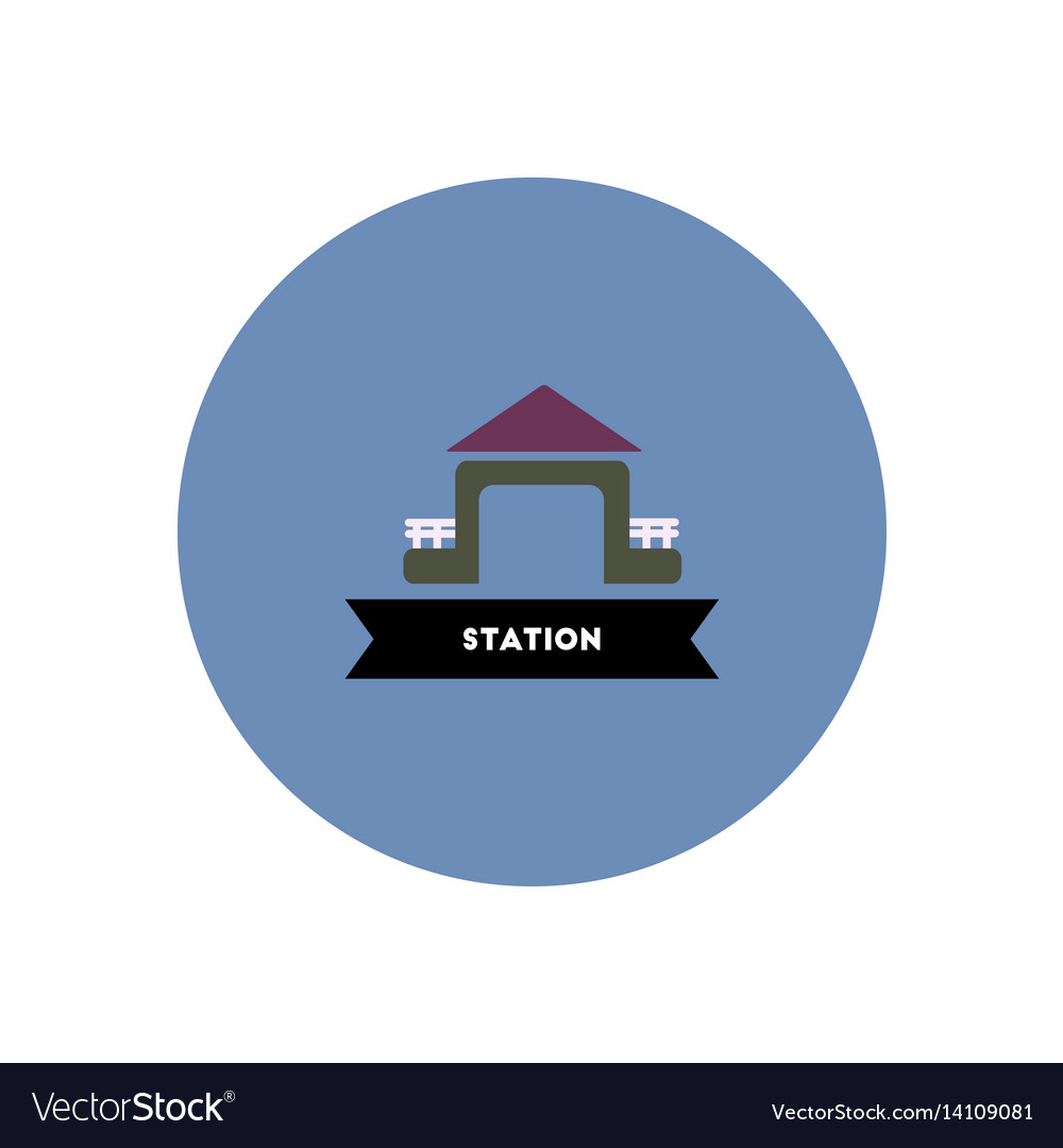 Stylish icon in color circle building station