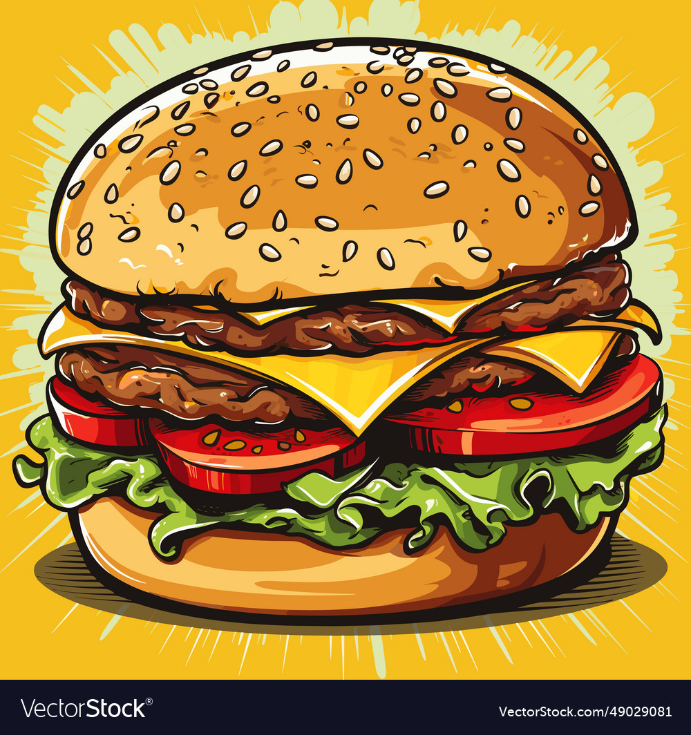 Vibrant pop art hamburger Royalty Free Vector Image