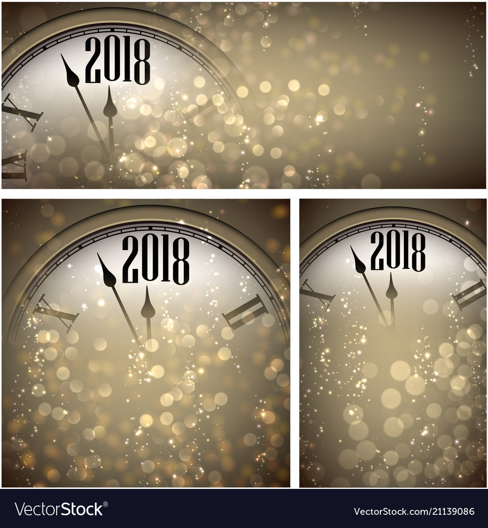 2018 new year backgrounds with clock