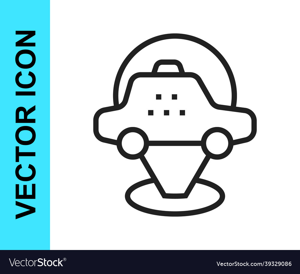Black line map pointer with taxi car icon isolated vector image Black line map pointer with taxi car icon isolated