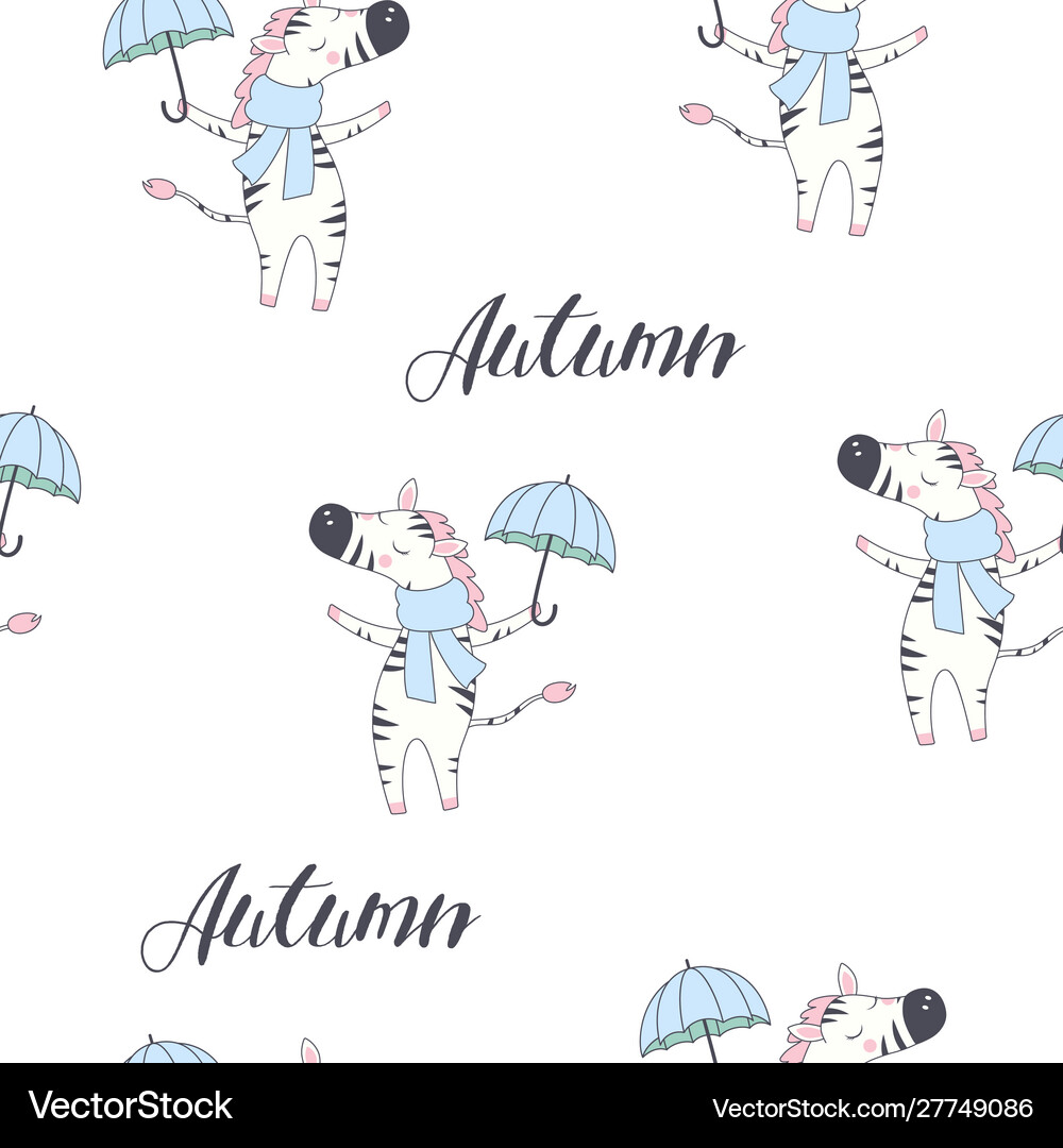 Cute zebra seamless pattern Royalty Free Vector Image