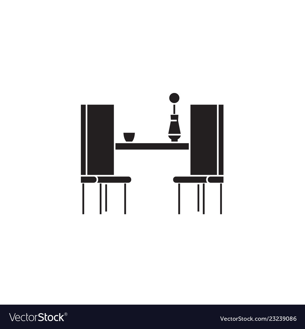 Dining table with two chairs black concept