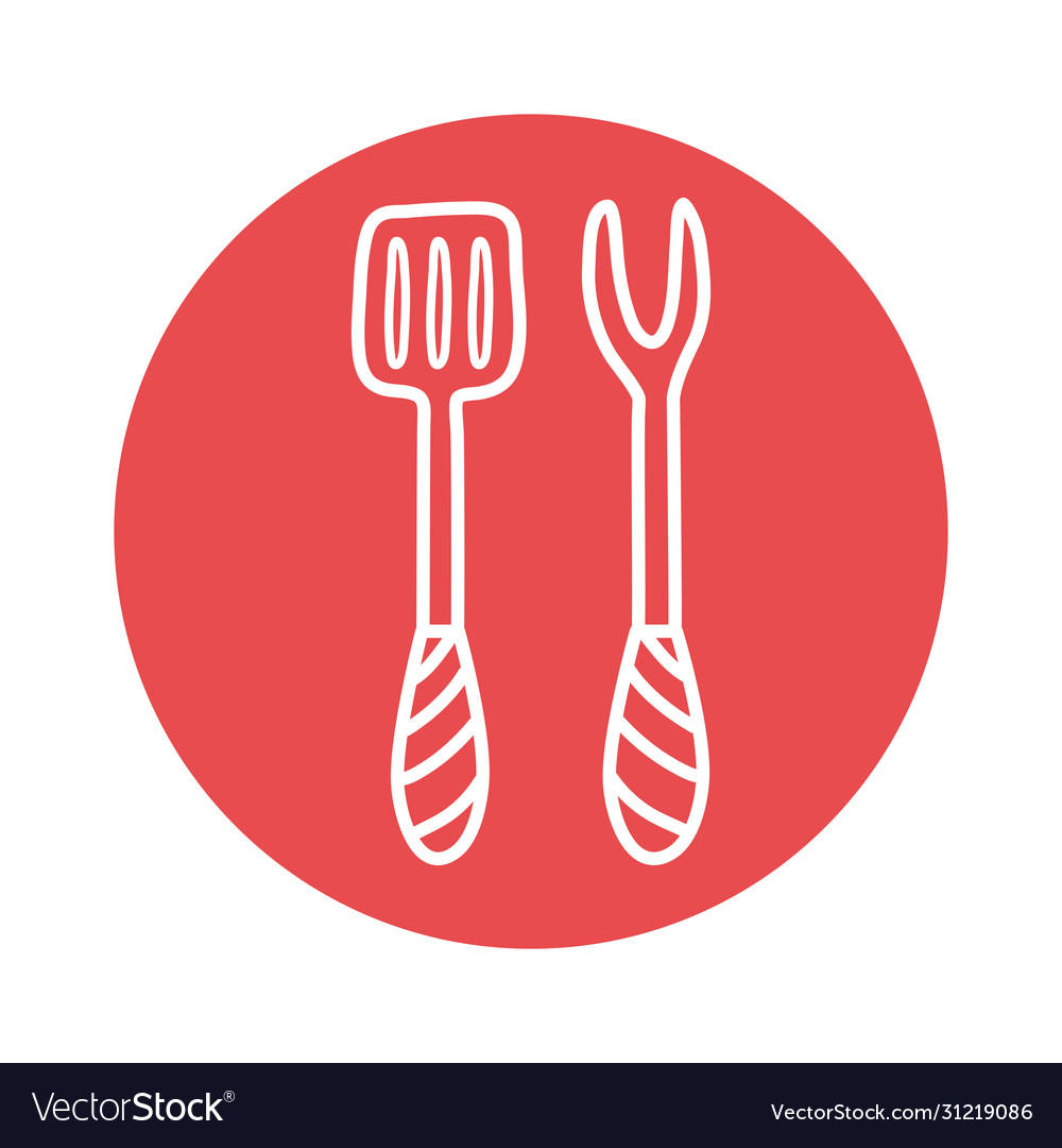 Fork and spatula block style icon design