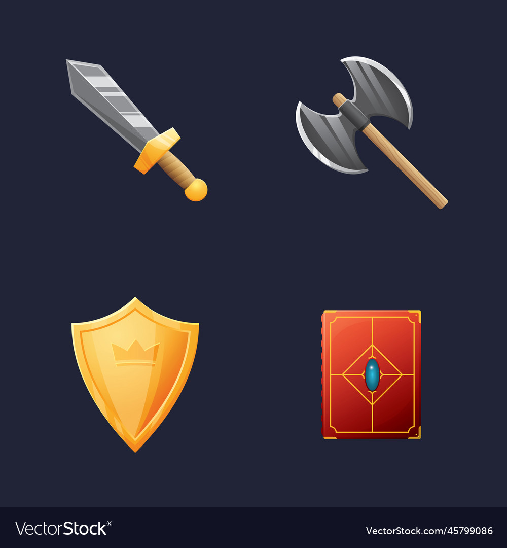 Game ui assets set gaming user interface icons vector image Game ui assets set gaming user interface icons