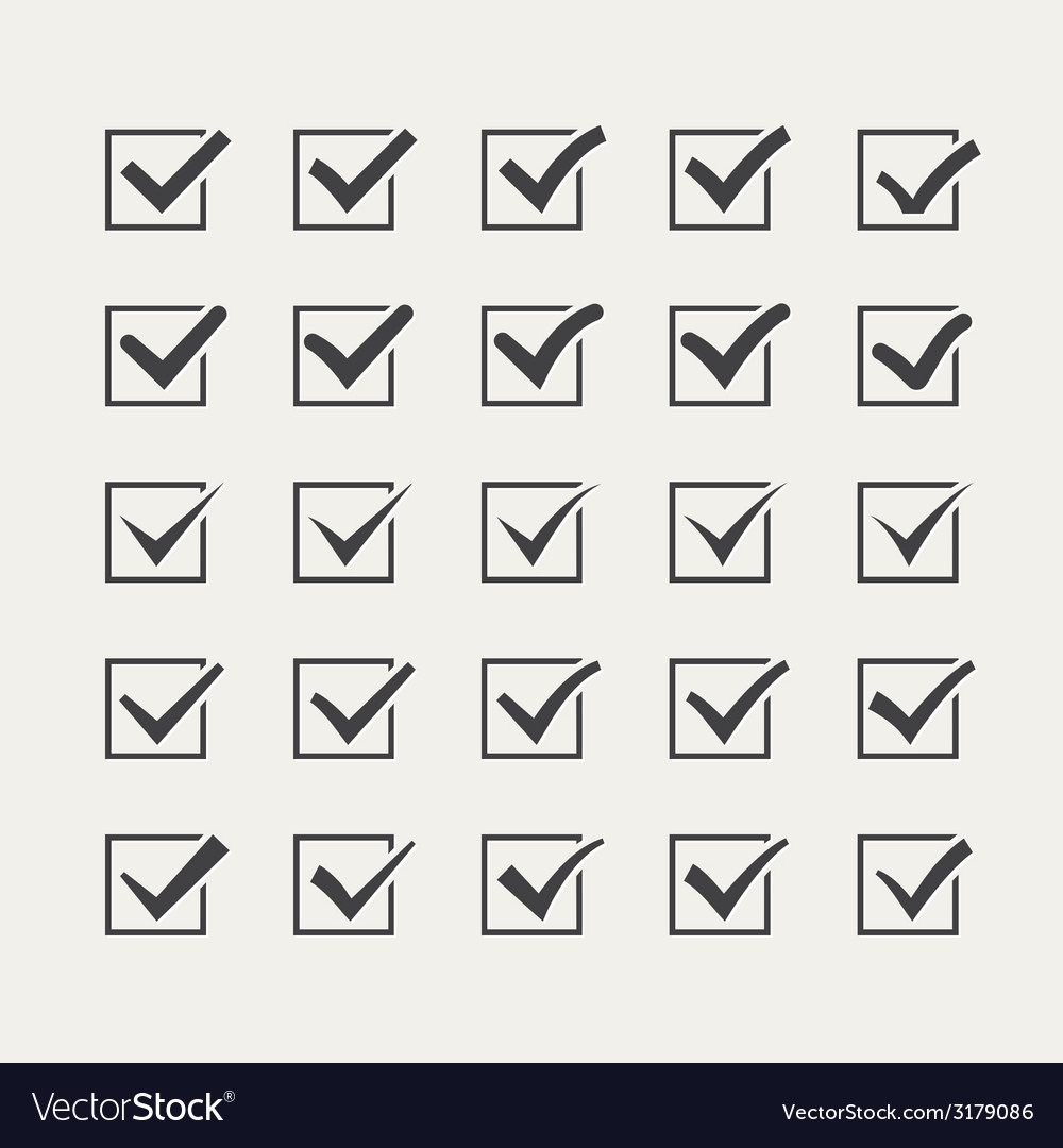 Grey Check Marks - Set of 25